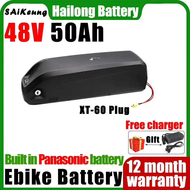 48V 52V 50ah E Bike DownTube Battery 30ah 40ah 17.5ah 25ah 20ah  Hailong Battery Pack for 1500W 1000W 750W 500W 350W 250W Motor