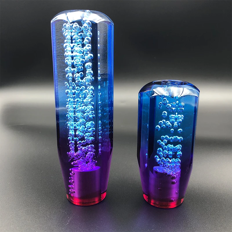 Car Shift Knob Gear Shifter Head Shift Knob Stick Crystal Transparent Bubble Purple Blue Gear Shifter 10CM 15CM With Adapters