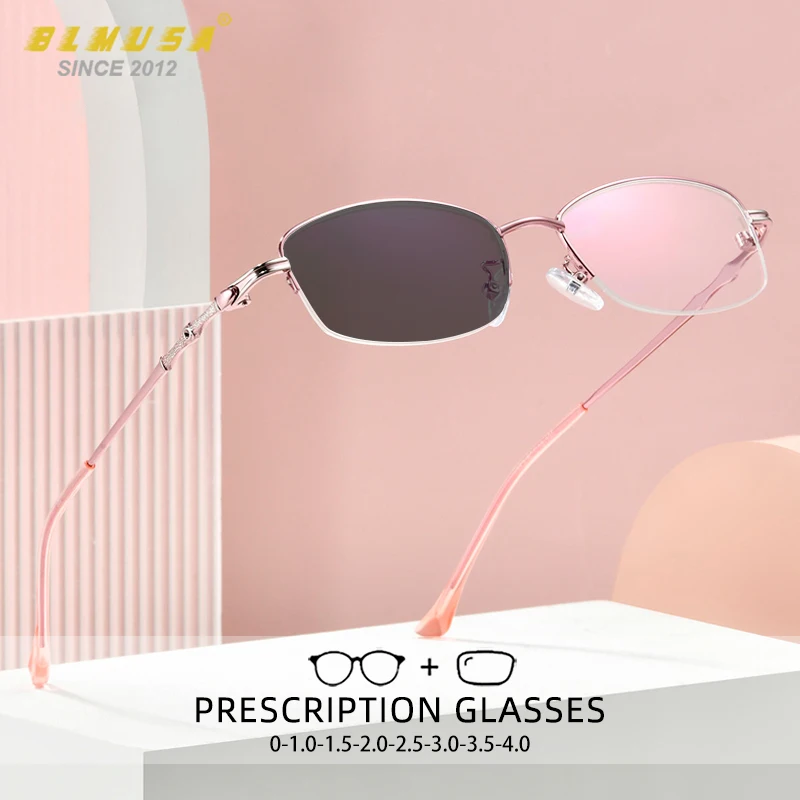 

BLMUSA Wome Oval Classic Glasses Photochromic Anti Blue Light Reading Glasses Myopia Hyperopia Prescription Customized Glasses