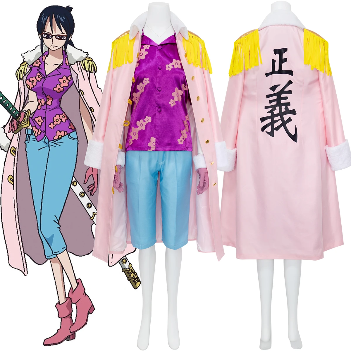 

Marine Captain Tashigi Cosplay Costume Manga Anime Punk Hazard Arc Marine officers' Coat Outfit Halloween Theme Party