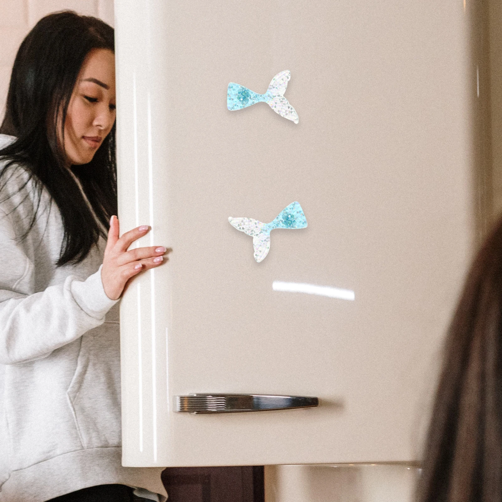 

10Pcs Mermaid Fish Tail Fridge Magnets Resin Eco-Friendly Decorative Stickers for Fridge Locker Magnetic Note Pins