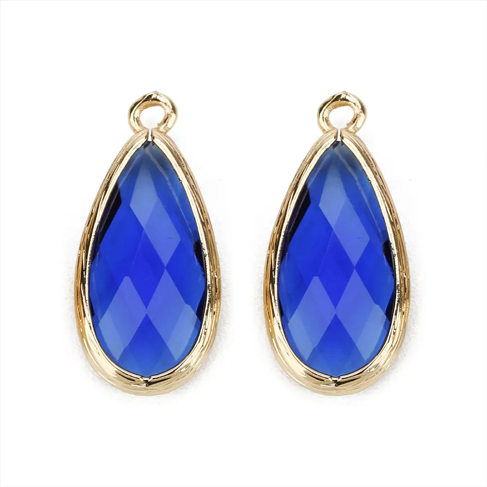 

5 Pcs Glass Drill Pendant Gem Blue DIY Accessories Drop Charm Water Earring Jewelry