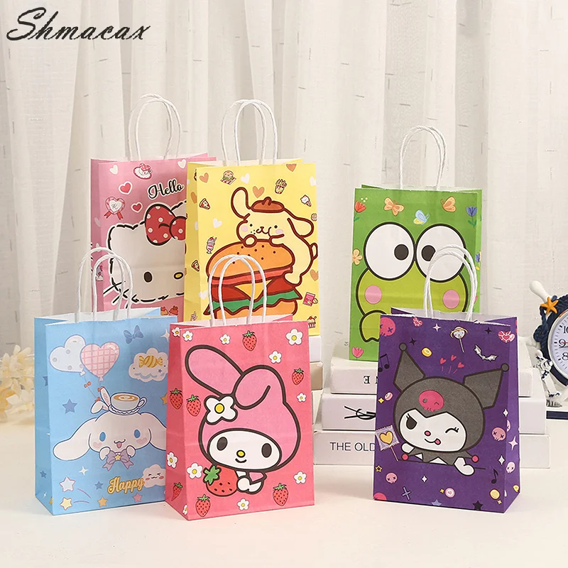 Cartoon saniris Anime Kraft Paper Bag Candy Cookie Gift Bag Shopping Handbag Birthday Party Gifts Package Bags