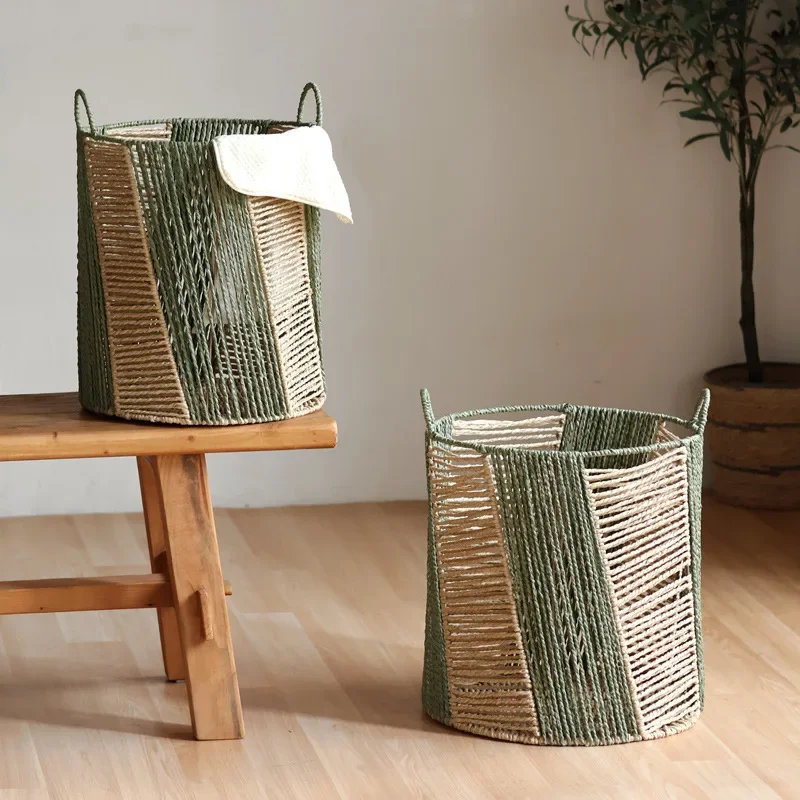 Nordic light luxury woven storage basket snacks toys sundries sorting dirty clothes basket living room large capacity floor