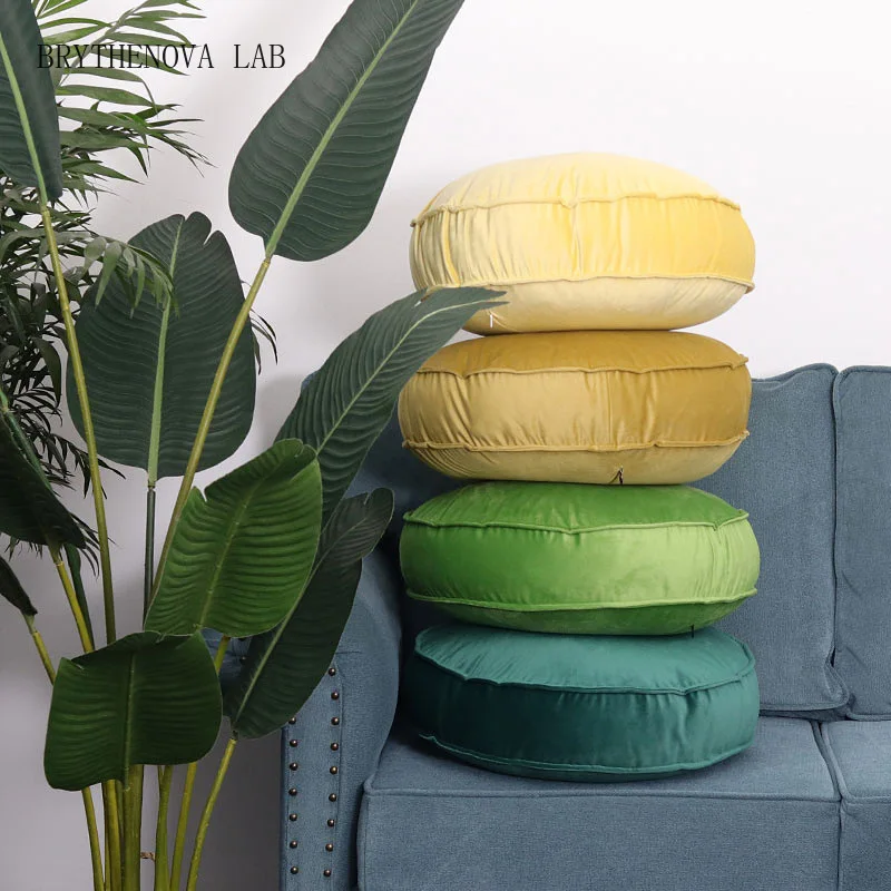 Japanese Style Simple Round Velvet Cushion Candy Color Sofa Covers Cushion no Fillings Tatami Homestay Decor Pouf Pillowcase