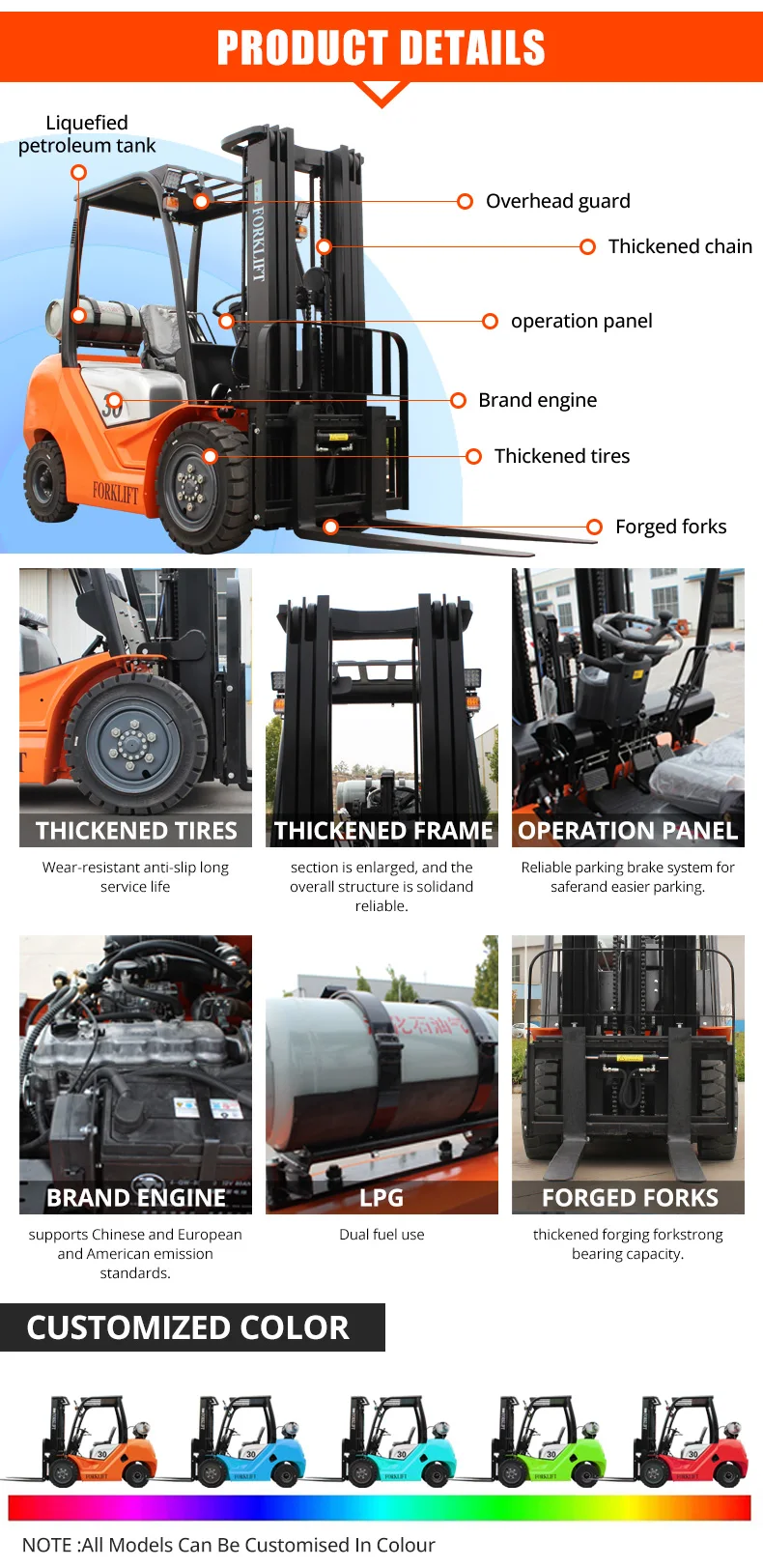 4x4 Geländestapler, Allrad-Geländestapler, 3-Tonnen-Lkw, Transportausrüstung, 4WD Geländestapler mit Dieselmotor, kundenspezifisch anpassbar – Detail 12