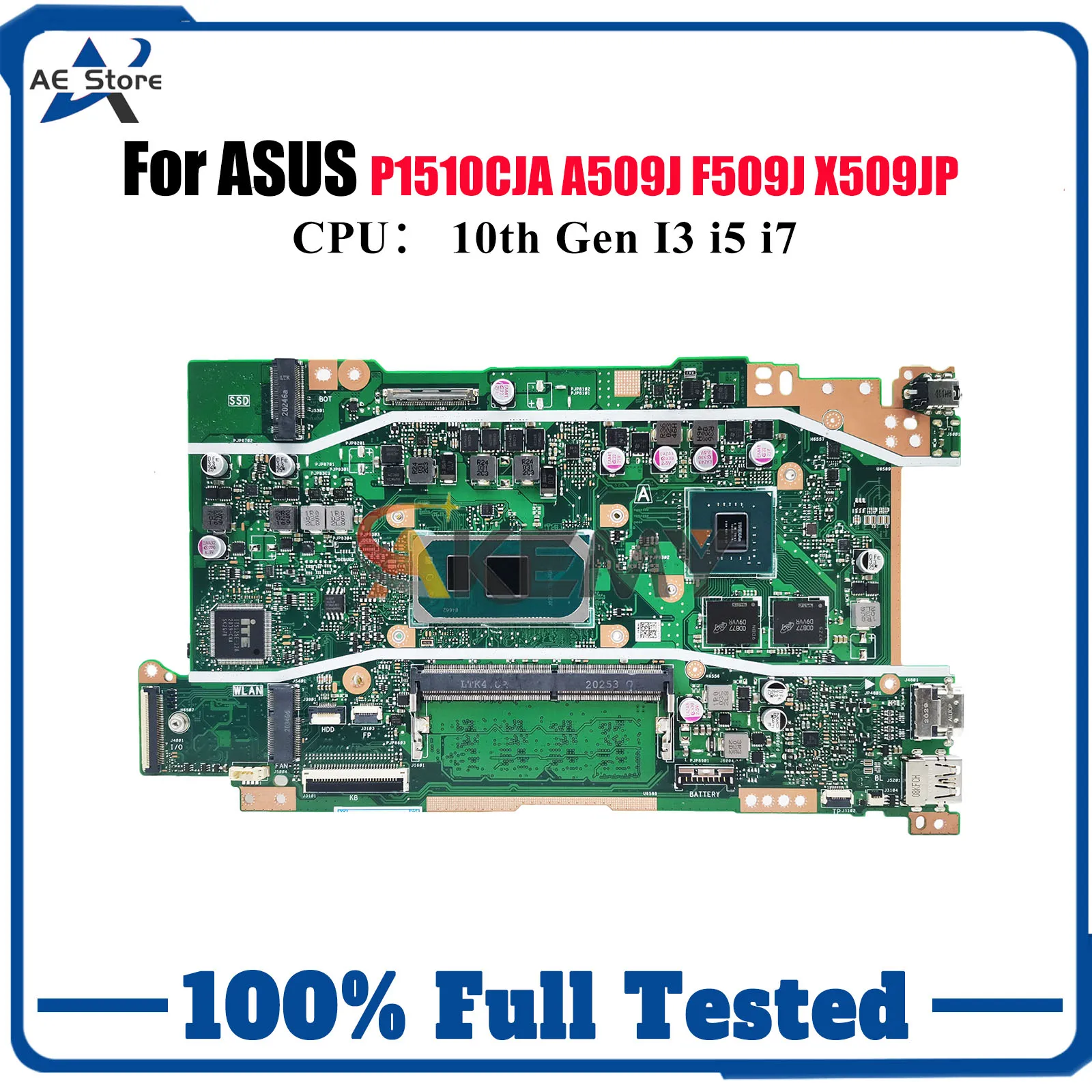 

X509JP Материнская плата для ноутбука ASUS X509JP X509JB A509J F409J F509J X409J A409J P1510CJA R409J Y4200J Материнская плата 10-го поколения I3 i5 i7