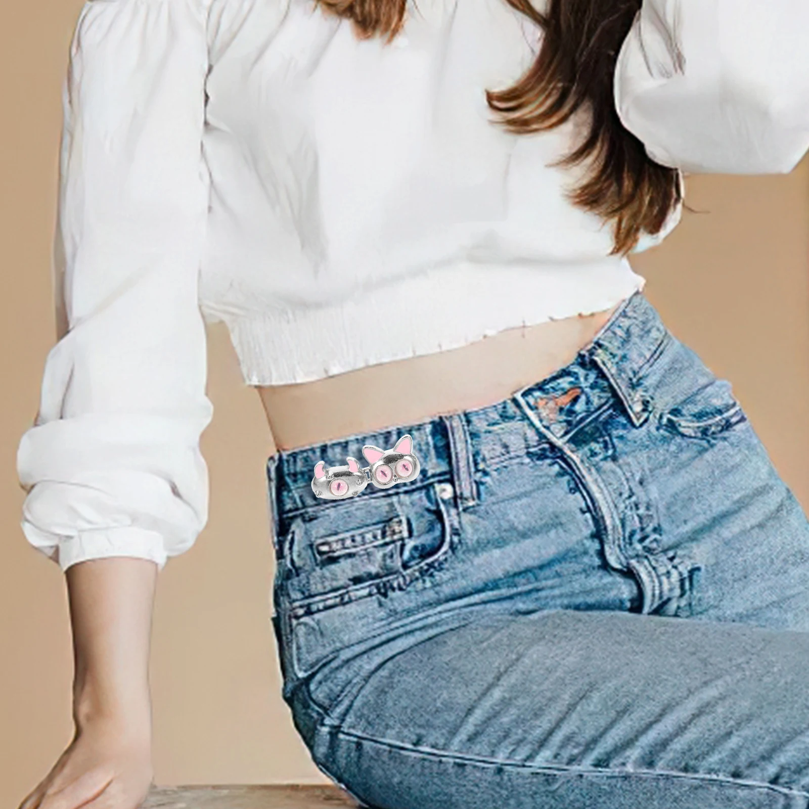 

3Sets Jeans Button Tightener Zinc Alloy Waist Buckles Adjustable Pants Clips Stylish Elegant Design No Burr Scratch Protection