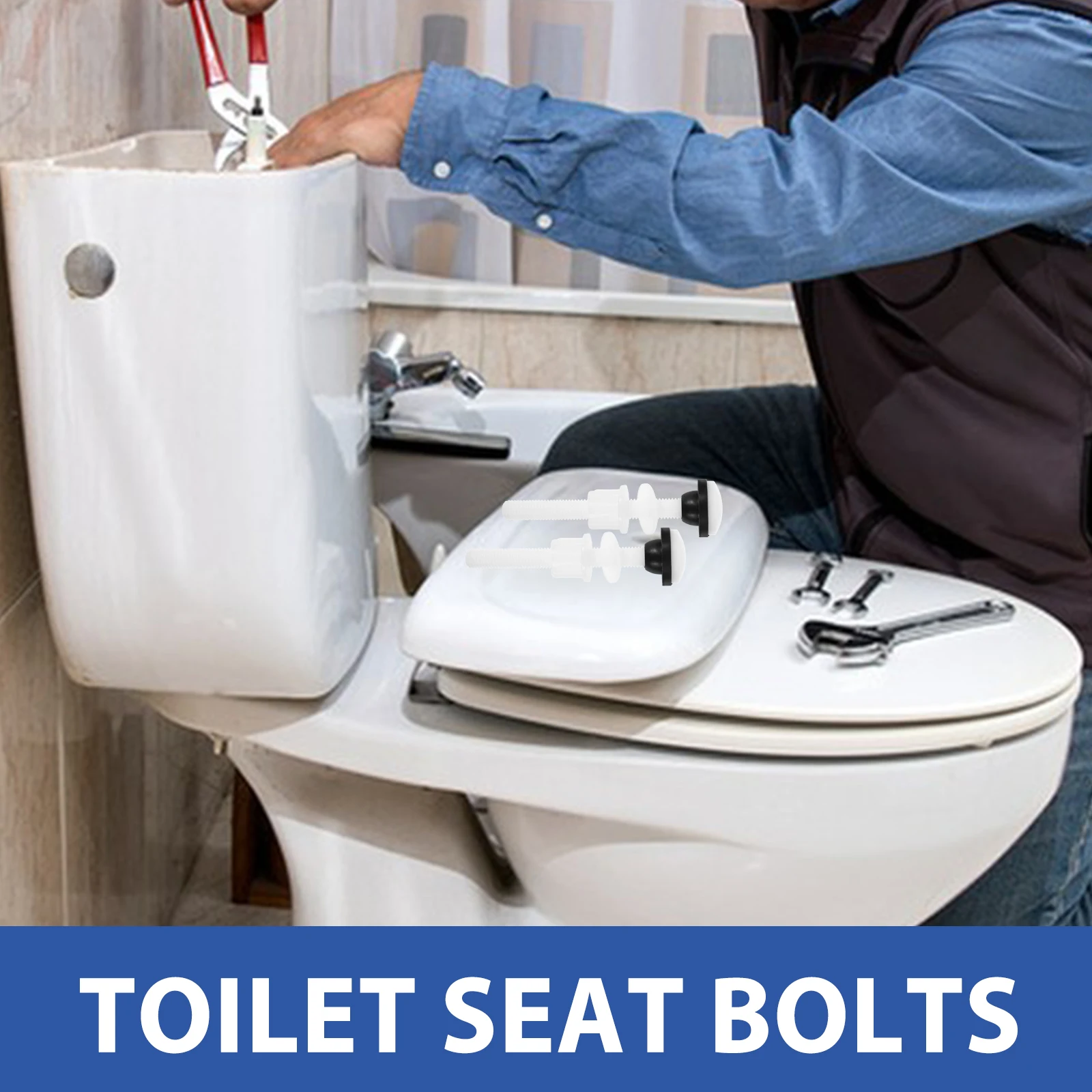 

POM Screws Toilet Tank Bolts Gaskets Kit 1 Pair Fixing Fittings Leakproof Mounting Parts Compatibility Durability Bathroom