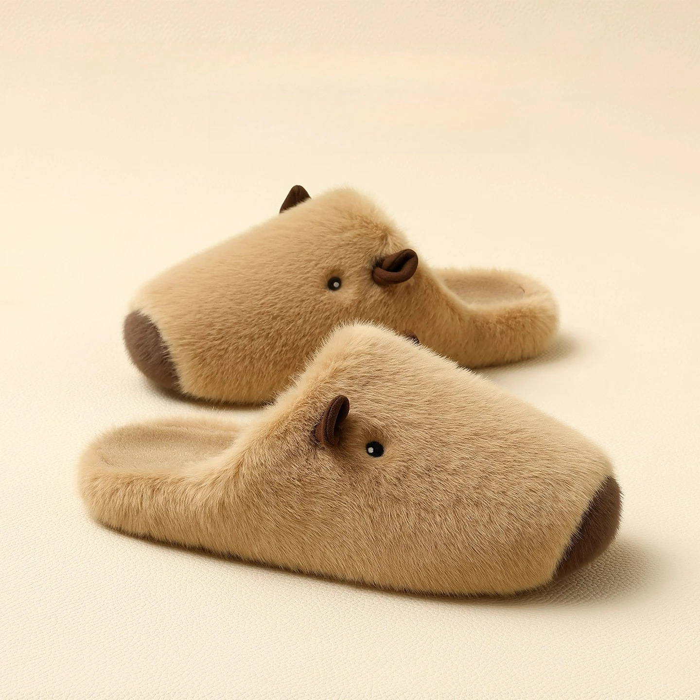 

Capybara Fluffy Plush Slippers, Autumn Winter Indoor Warm Home Slippers, Cozy Fuzzy House Slippers for Women Men