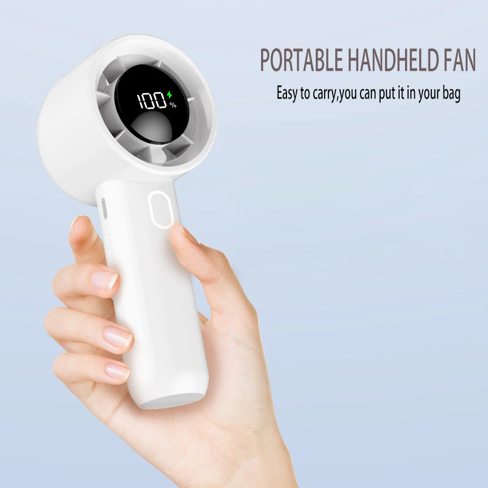 Portable Handheld Turbo Fan 100 Wind Speeds Adjustable Mini Personal Fan Outdoor Camping Battery Operated Electric Eyelash Fan