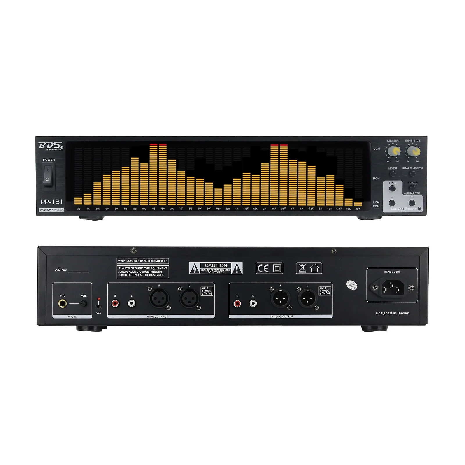 BDS PP-131 Yellow Audio Spectrum Analyzer Display 2U Rack 31 Band Music Rhythm Light Support Automatic Gain Function