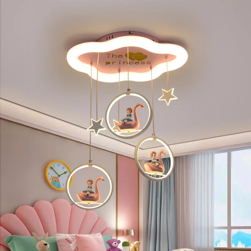 

Children's room chandelier girl bedroom light warm romantic cartoon cute little angel girl princess ins room light