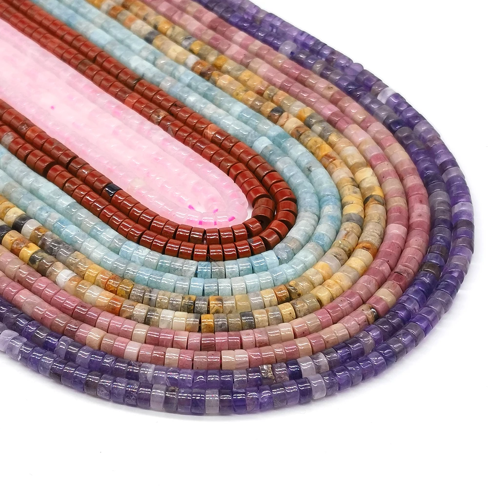 

2x4mm Natural Stone Crystals Quartz Agates Jades Cylinder Tube Beads Handmade DIY Woman Bracelet Necklace Loose Spacer Beads