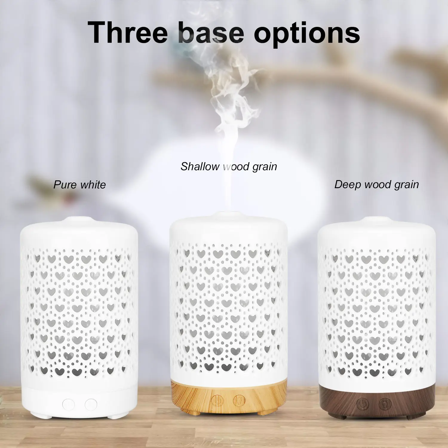 100ml Ceramic Essential Aroma Diffuser Remote Air Humidifier Electric Wooden Aromatherapy Diffuser