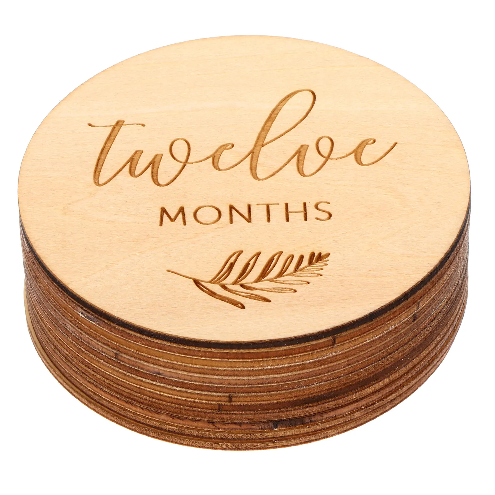 

12 Pcs Growth Commemorative Card Milestone Footprint Baby Cards Natural Double Toys Wood Discs Sided Infant Commemorate Child