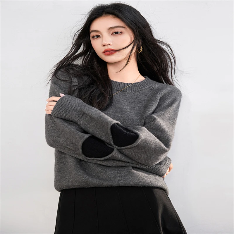 

Lazy Style Sweaters For Women Casual O-Neck Knitted Pullovers Autumn Winter Loose Tops Design Sense Niche Long Sleeve Sweater