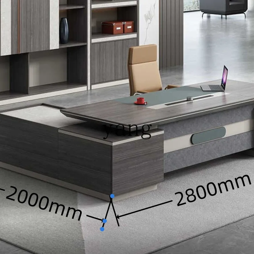 

LH office furniture desk single atmosphere light luxury president table and chair combination