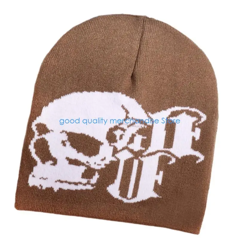 Y5JD Topi Rajut Tengkorak Topi Hiphop Pulover Topi Tahan Angin Musim Gugur Musim Dingin