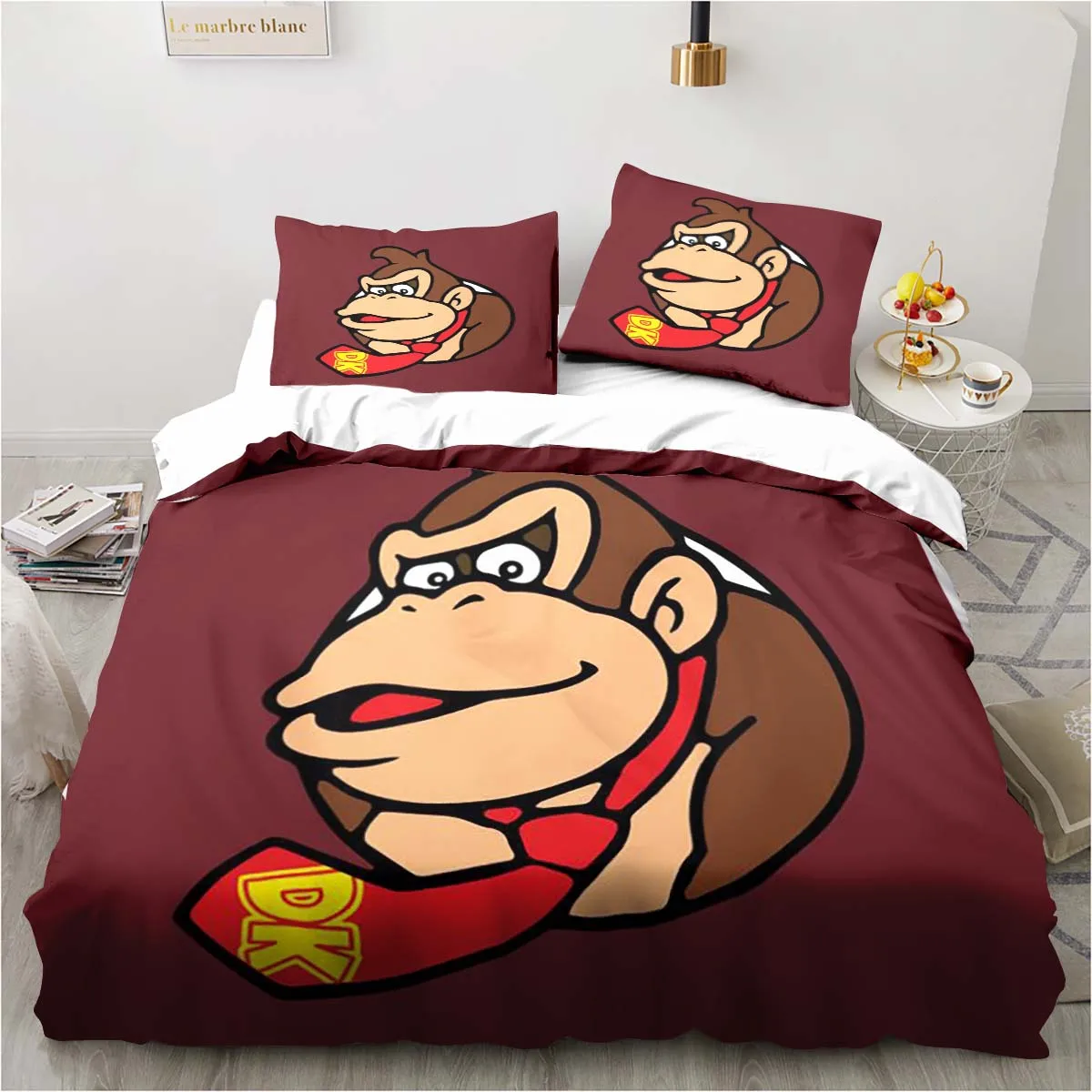 Imagem -03 - Monkey Cartoon Duvet Cover Grupo Donkey Kong Moda Conjunto de Cama King Size Duplo Solteiro Lençol