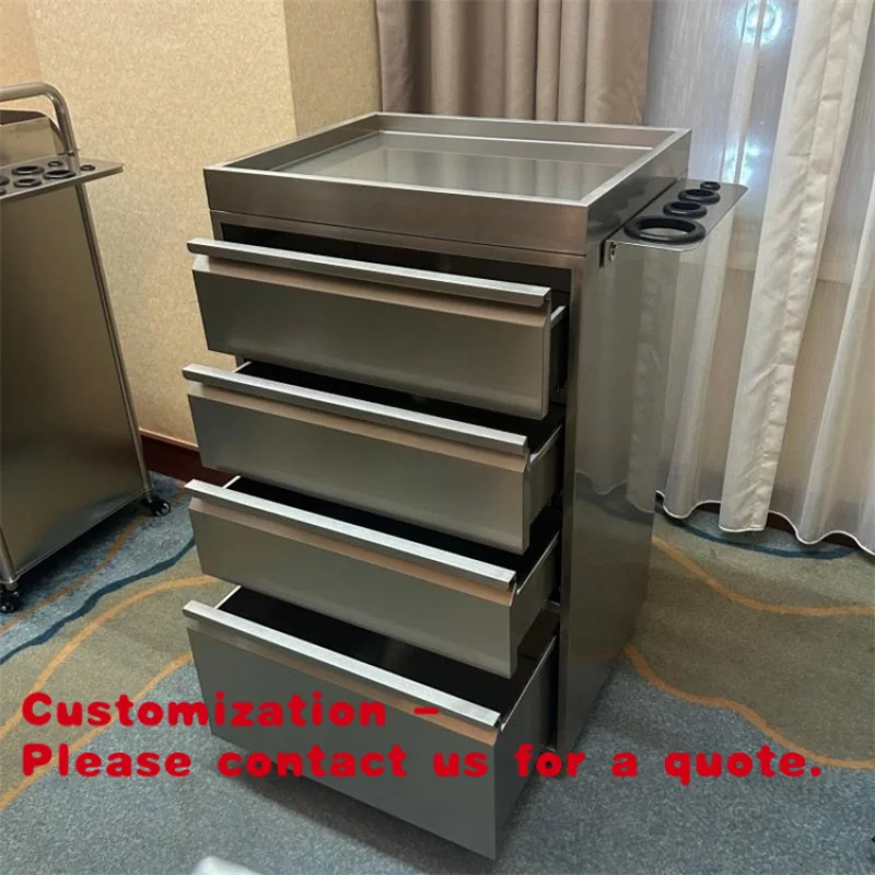 

Customize.Yicheng Beauty Stainless Steel Luxury LED Hair Cutting Cabinet Salon Table European Design Living Room Bedroo