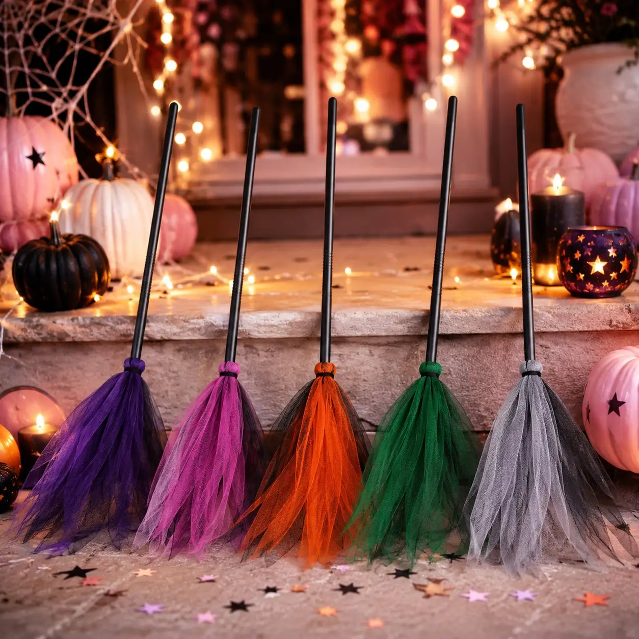 Halloween Flying Witch Broom Party Props Ghost Festival Mop Witch Stick Plastic Cosplay Flying Broomstick Props Party Decor