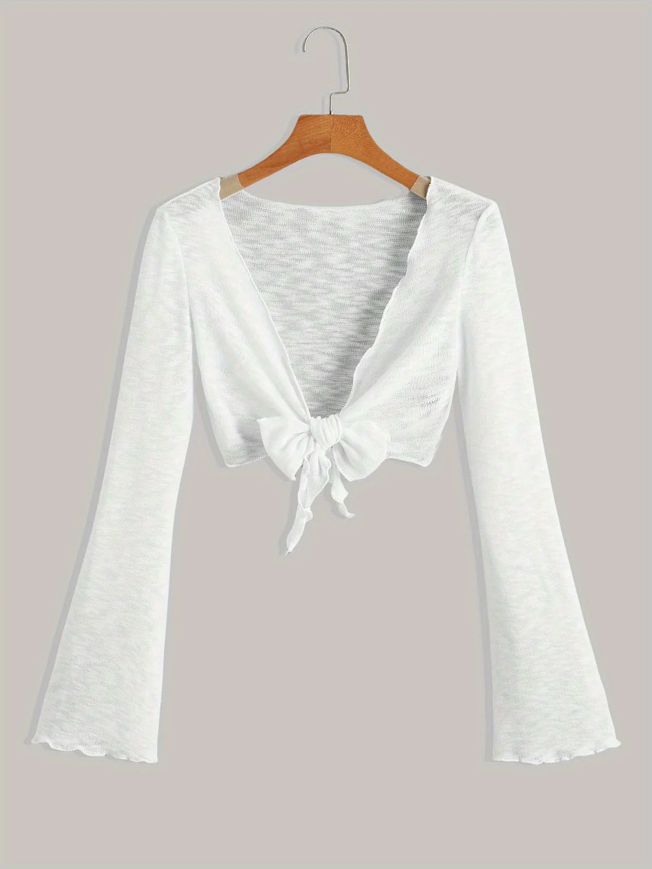 Elegante Sommer-Basic-Gaze-Strickjacke für Damen, stilvoll und bequem, leichter und atmungsaktiver Stoff – Detail 1