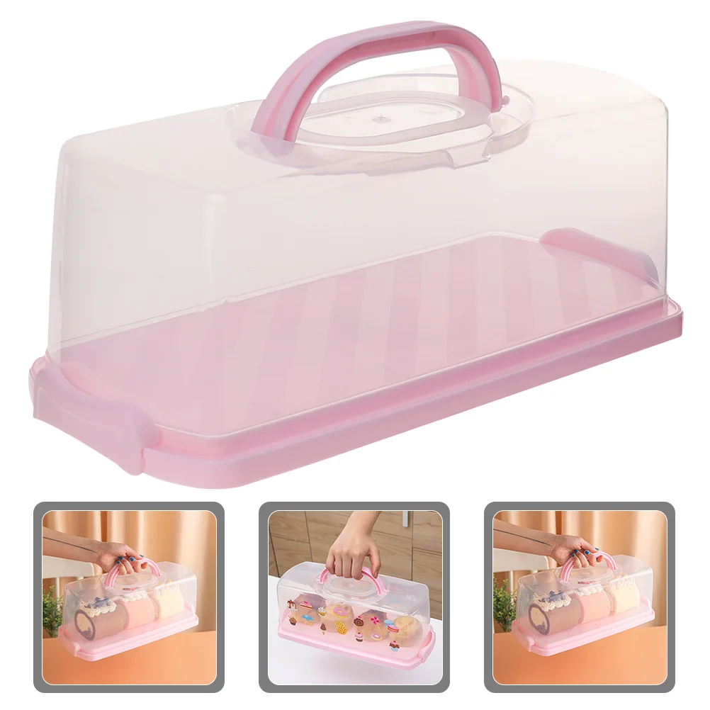 

Loaf Bread Carrier with Lid and Handle Storage Container Rectangular Keeper Cake Roll