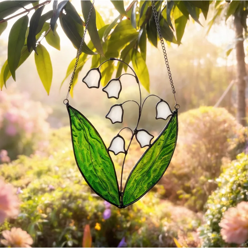 Echte Buntglas-Deko-Blume, Buntglas-Fensterhänger, Raumdekoration, Hängepflanze, Geschenk für Pflanzenliebhaber, Heimgärtnerei-Geschenke für Frauen – Detail 2