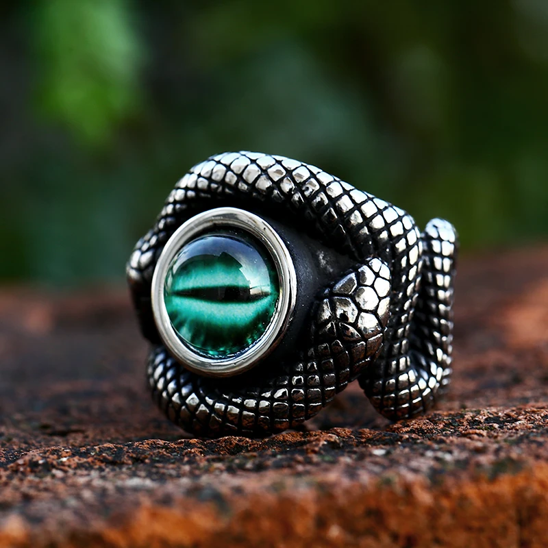 BEIER Stainless Steel Cool Snake The Eye of Hell ring For Man Unique Punk Ring Factory Wholesale Price Animal Jewelry BR8-849