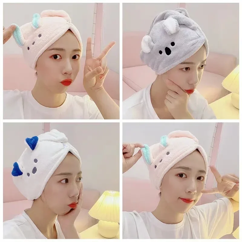 Cute Cartoon Rabbit Ear Dry Hair Cap Micron Yarn Shower Cap Coral Fleece Super Absorbent Quick-drying Dry Hair Towel