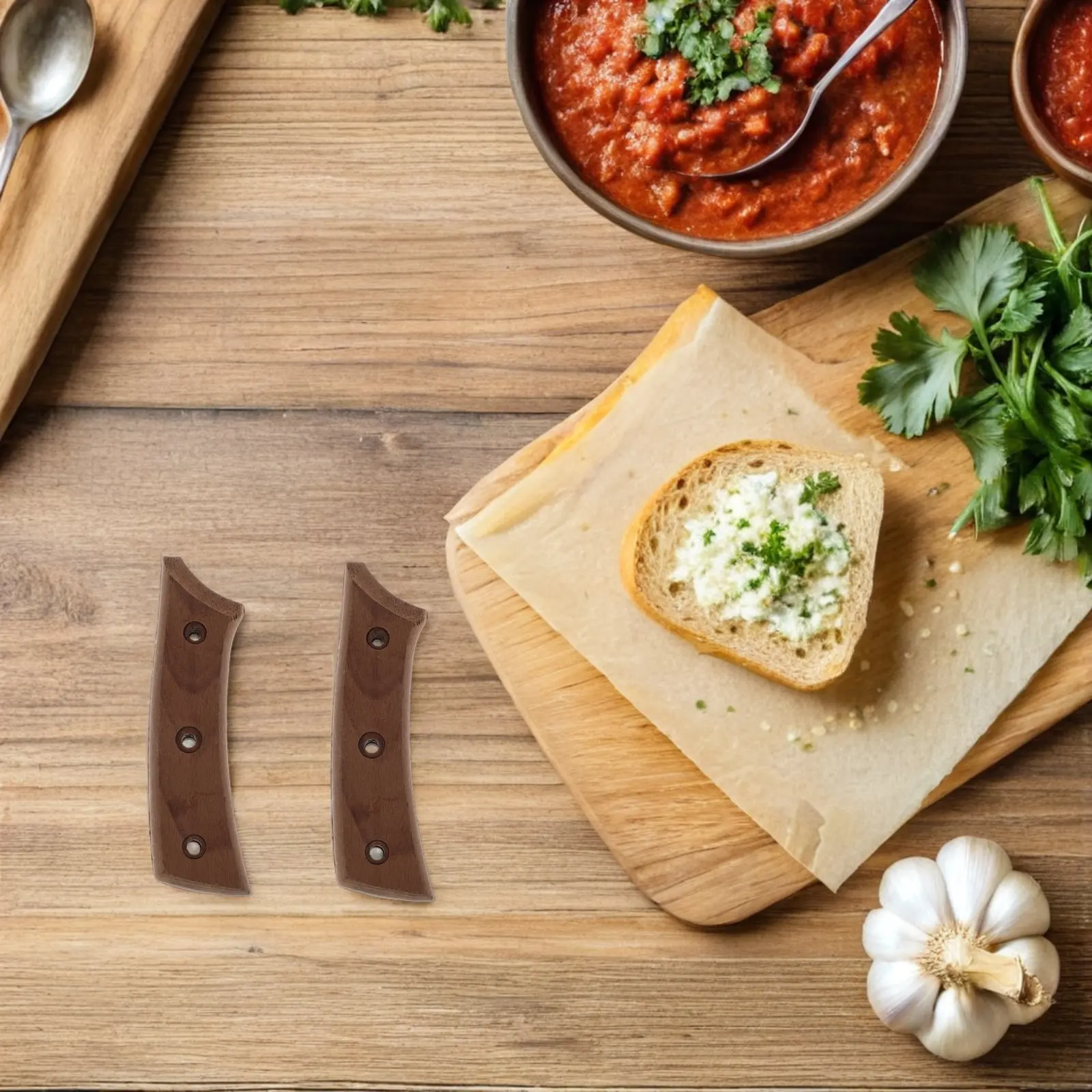 1Set Wood Knife Handle Replacement Smooth Universal Grip for Home Kitchen Chef Cooking Tool DIY Craft Component Set