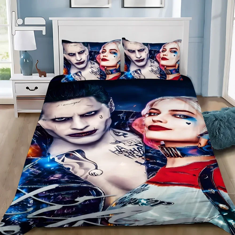 Duvet Cover Pillowcase Bedding Set Anime Funny Harleys Quinns Adult Boy Girl Bedroom Decoration Children Gift Single Double