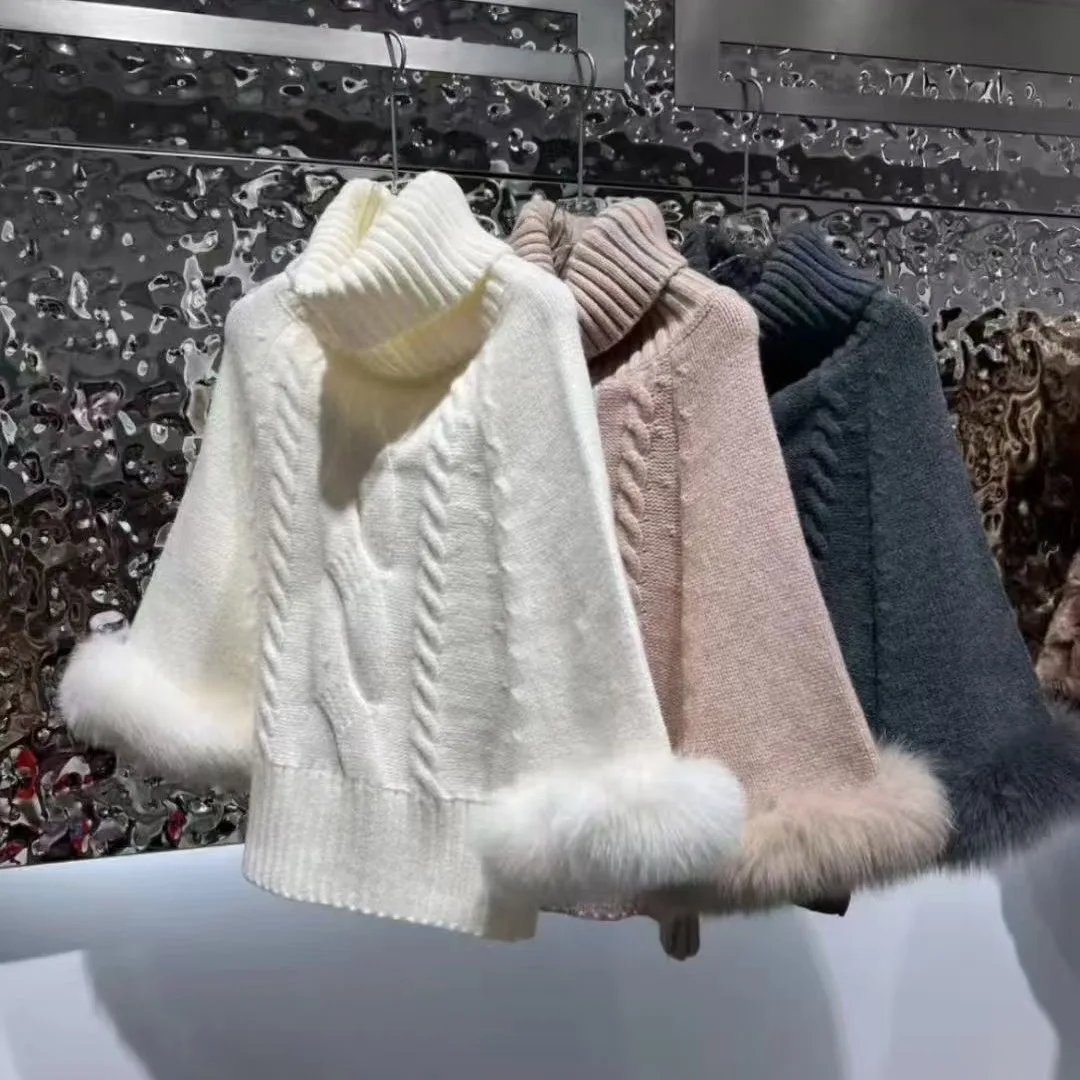 Elegancki damski sweter z dzianiny z wysokim kołnierzem, luźny, puszysty, z efektem skręcania, w stylu koreańskim, prosty, modny, swobodny, na jesień i zimę.