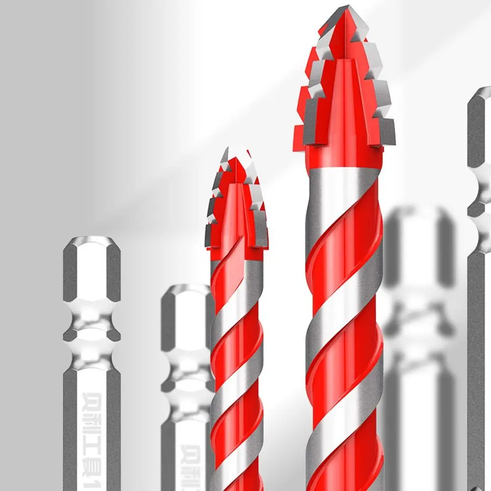 Four-Edged Eccentric Drill Bit Skewed Head Serrated Concrete Drill Bit Set High Hardness Hexagonal Shank Drill Bit Set