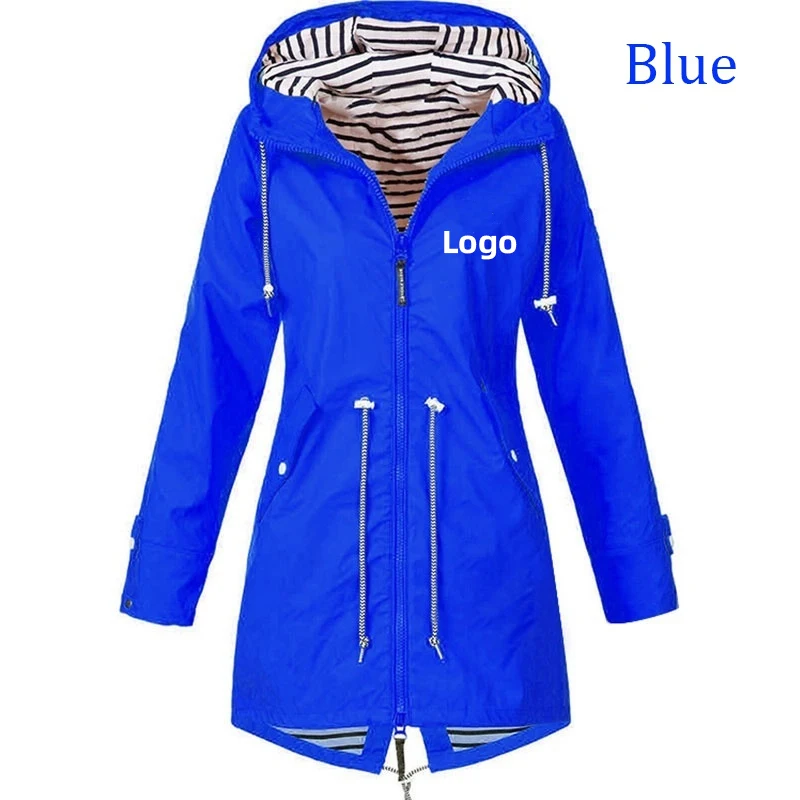 Customise your logo Ladies Double Waterproof Lightweight Jacket Outdoor Hooded Zipper Coats Mountaineering Jackets for Women