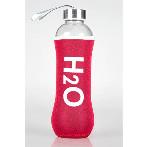 Pounds Glass Flasks H20 Sheathed Water Bowl 600ML-Red