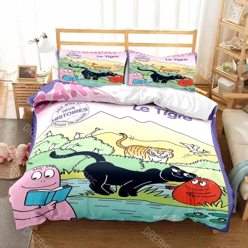 3D Printed B-Barbapapa Cartoon Bedding Set for Boys Girls Duvet Cover Pillowcase Twin Queen King Full Single Double Sizes