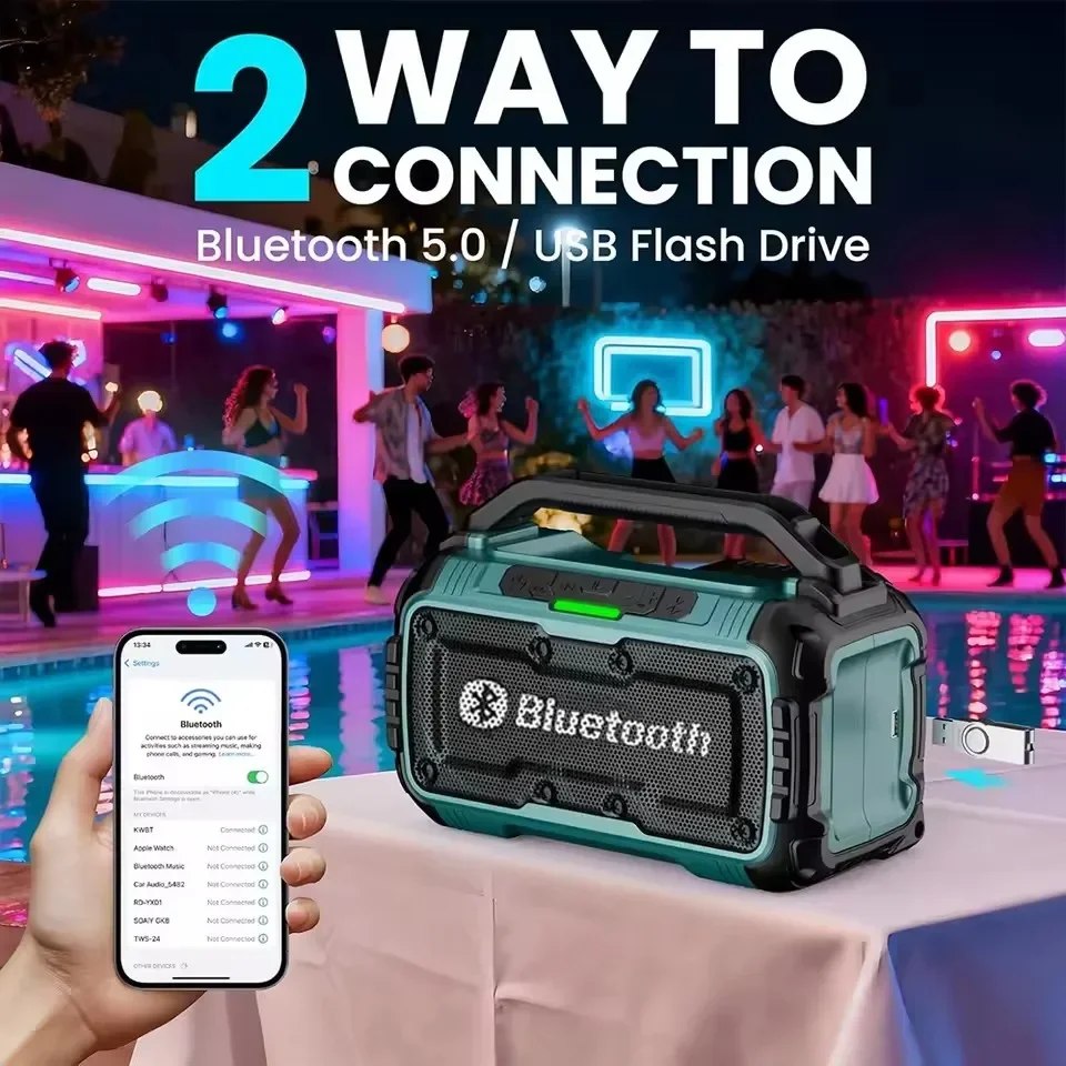 Dual Channel Subwoofer Loudspeaker 3D Outdoor For DeWalt /Milwaukee Makita Cordless Bluetooth Portable Surround Speakers view 5