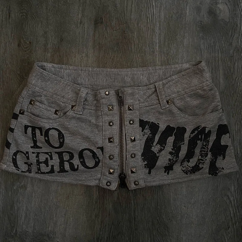 Retro Gothic Retro Shorts Subculture Spice Girl Style Rivets Metal Decorative Zipper Placket Ultra-short Sexy Women's Hot Pants