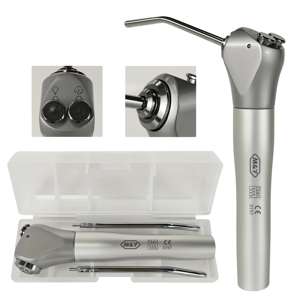 Dental Materials Three Way Syringe Air Water Spray Air Triple 3 Way Syringe Handpiece Oral Syringe Handpiece with 2 Piece Nozzle
