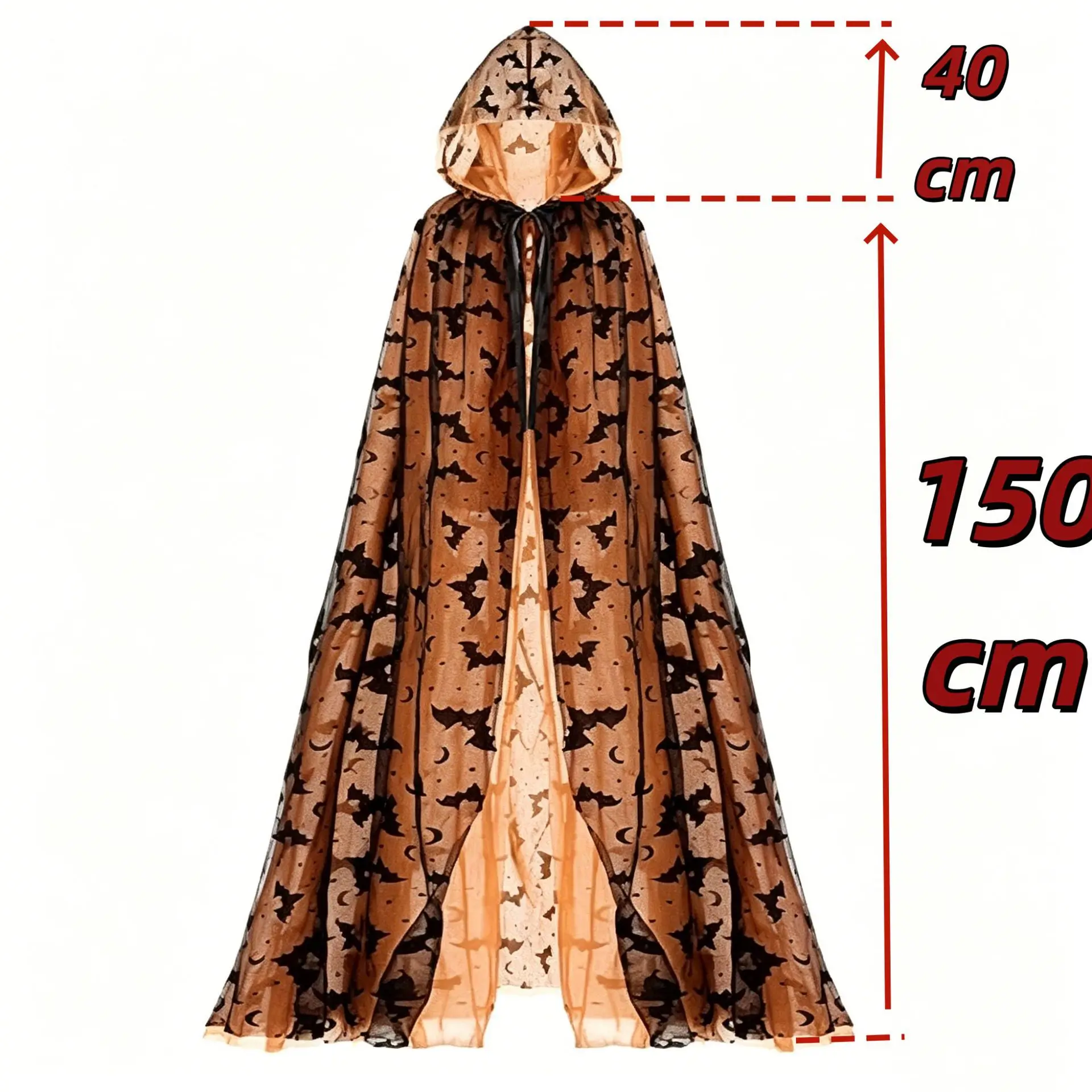 Lila Fledermaus-Langmantel mit Kapuze für Erwachsene, Unisex, Hexen-Cosplay, Tüllumhang für Halloween-Party, Fotografie, Halloween-Dekorationen – Detail 1