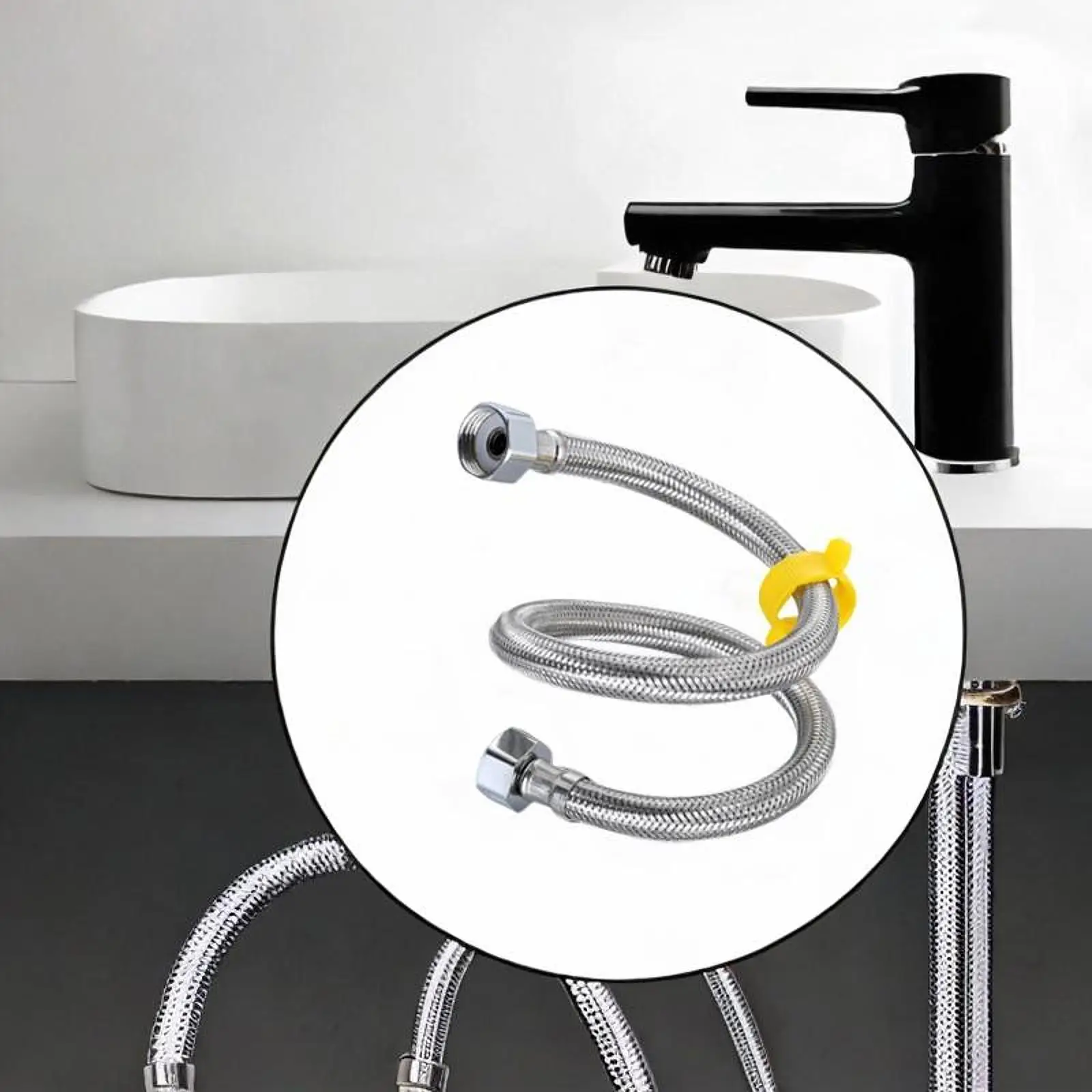 

20-inch Long Wear Resistant Braided Stainless Steel Supply Hose Faucet Connector for Bathrooms Sink Bathroom Kitchen Wash Basins