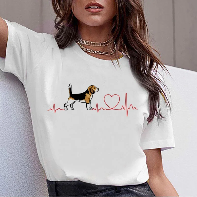 Camiseta con estampado Kawaii de Bull Terrier Rottweiler para mujer, camiseta divertida con diseño de perro Beagle, Whippet, Collie Malinois, ropa para mujer