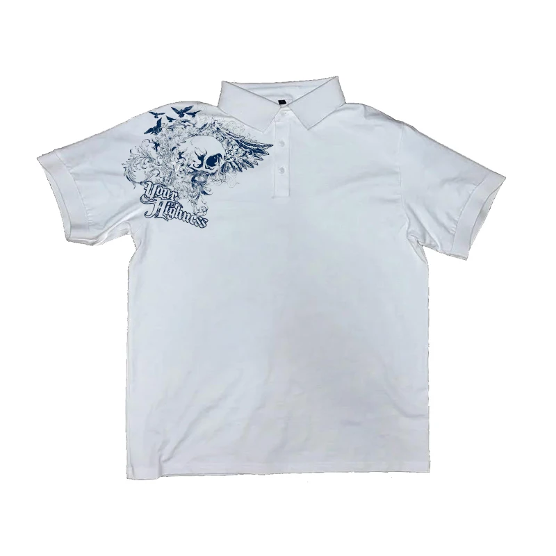 

Европейский и американский стиль, новинка 2025, пасхальная мужская рубашка-поло в стиле ретро, персонализированная футболка с принтом, топ Harajuku Y2K, панк, готика