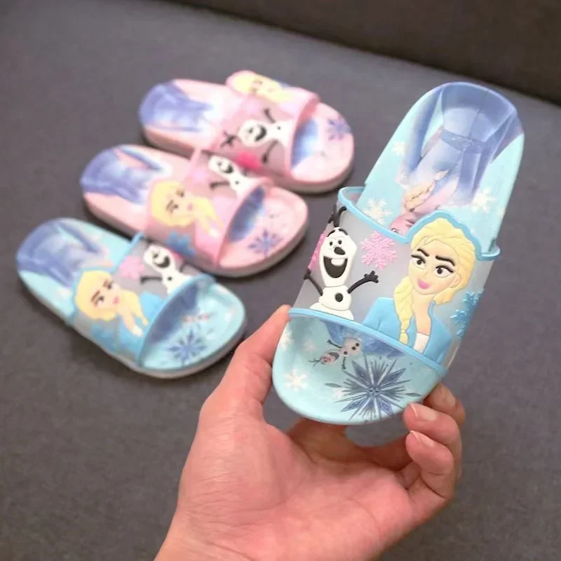 Disney Cartoon Frozen Elsa Olaf Shoes For Girls Children Lovely Princess Flats Kids Beach Home Shoes Inside and Outside Slippers