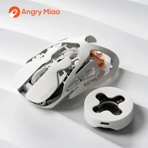 Angry Miao Infinity Gaming Wireless Mouse Hot-Swappable Metal Ultralight Hollow PAW3950 Dual 8K Wired Tri-Mode