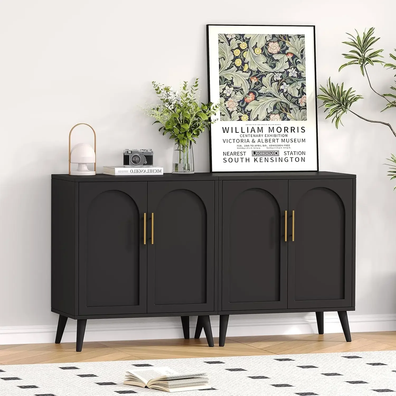 [سعر مخفض، حار بيع! ]مجموعة من خزانتين للتخزين مع 4 أبواب، وخزانة أرضية للحمام، وخزانة جانبية حديثة