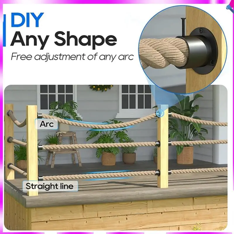 N96R Black Rope End Snap With Screw Securing Rail Support Cap 4-Pack For Hemps Fencing Stair Deck Railing Kit