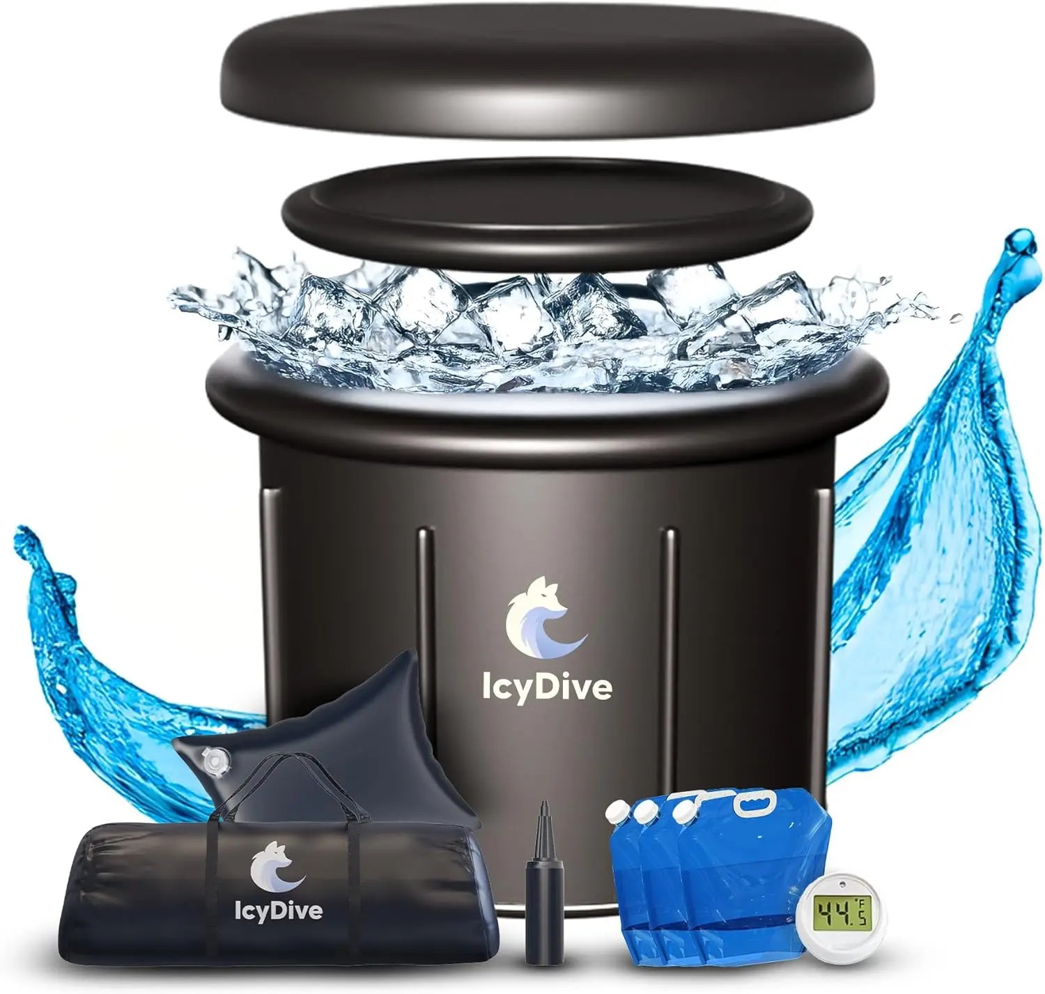 

105 Gal Cold Plunge Tub for Adults, 5-Layer Insulated Ice Bath with Pump, Thermometer, Ice Packs, Lid & Drain, Indoor/Outdoor Athlete Bundle